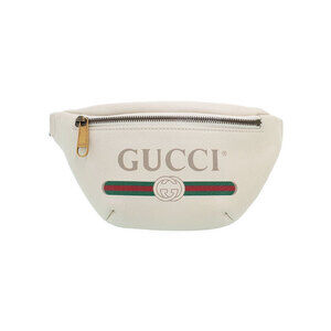 GUCCI Leather Belt Crossbody Bum Bag Body White